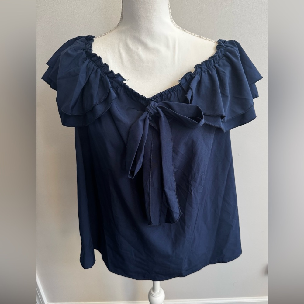 Navy Ruffle Top (can be worn off the shoulder)